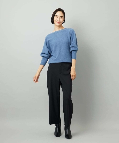MICHEL KLEIN（ミッシェル・クラン）の「［定番人気/新色追加］裏起毛ワイドクロップドパンツ(機能素材)（その他パンツ・レディース・ブラック/アイボリー/ベージュ/ライトグレー・38）」の8枚目の写真