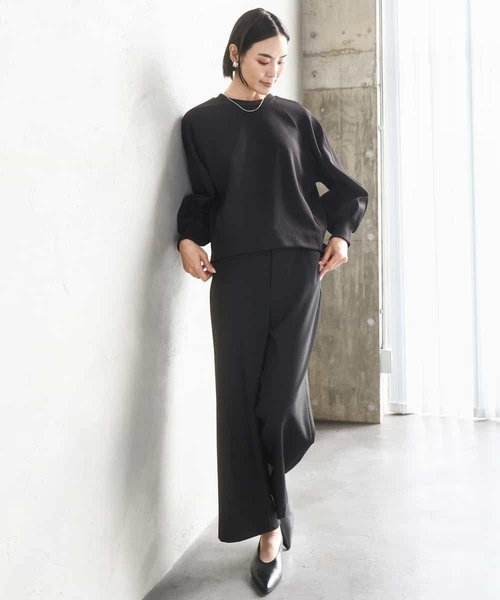 MICHEL KLEIN（ミッシェル・クラン）の「［定番人気/新色追加］裏起毛ワイドクロップドパンツ(機能素材)（その他パンツ・レディース・ブラック/アイボリー/ベージュ/ライトグレー・38）」の9枚目の写真