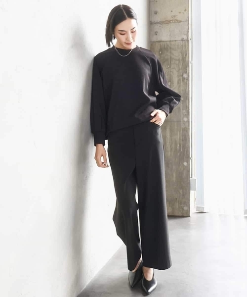 MICHEL KLEIN（ミッシェル・クラン）の「［定番人気/新色追加］裏起毛ワイドクロップドパンツ(機能素材)（その他パンツ・レディース・ブラック/アイボリー/ベージュ/ライトグレー・38）」の10枚目の写真