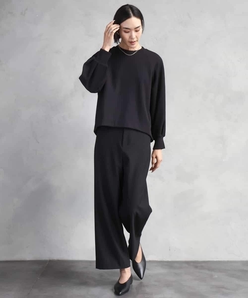 MICHEL KLEIN（ミッシェル・クラン）の「［定番人気/新色追加］裏起毛ワイドクロップドパンツ(機能素材)（その他パンツ・レディース・ブラック/アイボリー/ベージュ/ライトグレー・38）」の14枚目の写真