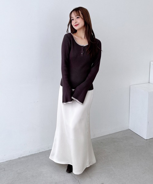 SOELA(ソエラ)の「【INGNI SOELA】バイカラーヘンリーネックフレアスリーブニット/WEB限定(ニット/セーター・レディース・ブラウン系7/ベージュ系3/グレー系その他3・M)」の16枚目の写真