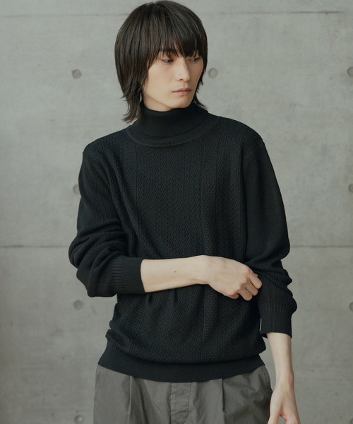 RATTLE TRAP(ラトルトラップ)の「12Gウール混ハイゲージタートルネック(ニット/セーター・メンズ・ベージュ/ホワイト/ブラック・LL/L/M)」の2枚目の写真