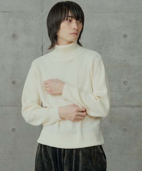 RATTLE TRAP(ラトルトラップ)の「12Gウール混ハイゲージタートルネック(ニット/セーター・メンズ・ベージュ/ホワイト/ブラック・LL/L/M)」の14枚目の写真