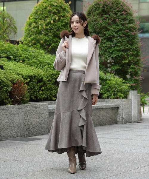PROPORTION BODY DRESSING(プロポーションボディドレッシング)の「ラッフルディティールスカート / 1215220111(スカート・レディース・ダークグレー/ブラウン・P/S/MEDIUM)」の8枚目の写真