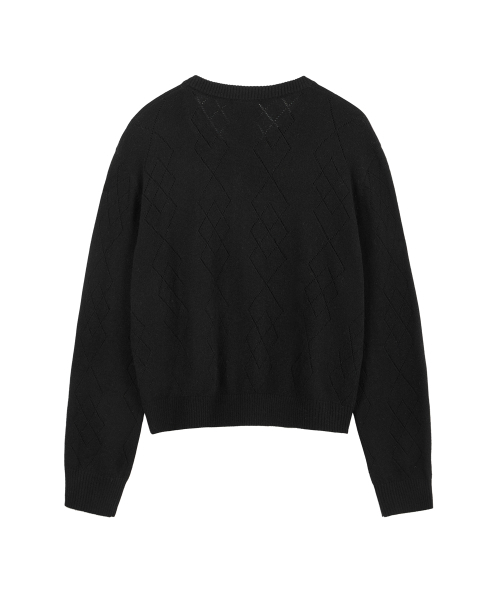 ROCKCAKE（ロックケーキ）の「Argyle Punching Knit Cardigan - Black（カーディガン/ボレロ・レディース・その他・SMALL）」の2枚目の写真