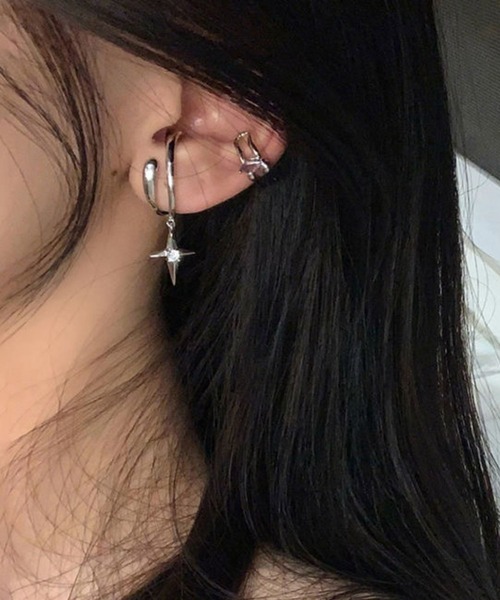 セール】【Bz】シルバーデザインイヤカフ2点セット(RZ)（イヤーカフ