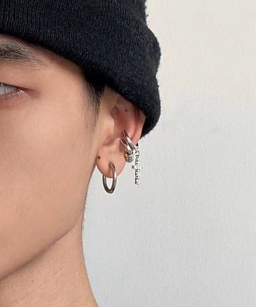 セール】【Bz】シルバーデザインイヤカフ2点セット(RZ)（イヤーカフ