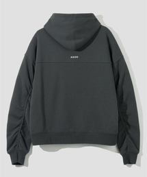 バックシャーリング裏起毛フードTシャツ[チャコール]