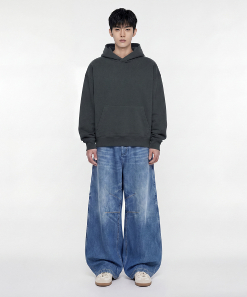 AGOD（エージーオーディー）の「バックシャーリング裏起毛フードTシャツ[チャコール]（パーカー・レディース・その他・SMALL/MEDIUM/LARGE）」の13枚目の写真