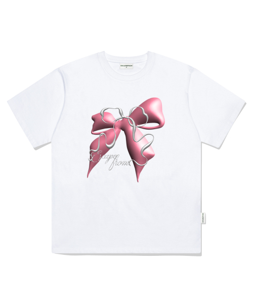 ESCAPEFROM(エスケープフロム)の「ピンク3Dレイヤードリボンプリントオーバーサイズ半袖Tシャツホワイト(Tシャツ/カットソー・レディース・その他・LARGE/SMALL/MEDIUM)」の2枚目の写真
