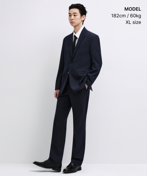 MUSINSA STANDARD（ムシンサスタンダード）の「ベーシックブレザー【ネイビー】（テーラードジャケット・メンズ・その他・X-LARGE/XX-LARGE/MEDIUM/LARGE）」の2枚目の写真