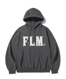 FLM スティッチロゴフードパーカー-チャコール