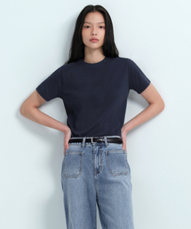 ウィメンズベーシッククルーネックTシャツ[ダークネイビー]