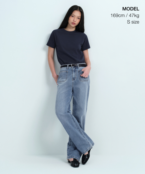 MUSINSA STANDARD WOMAN（ムシンサスタンダードウーマン）の「ウィメンズベーシッククルーネックTシャツ[ダークネイビー]（Tシャツ/カットソー・レディース・その他・SMALL/MEDIUM/X-SMALL/X-LARGE/LARGE）」の2枚目の写真