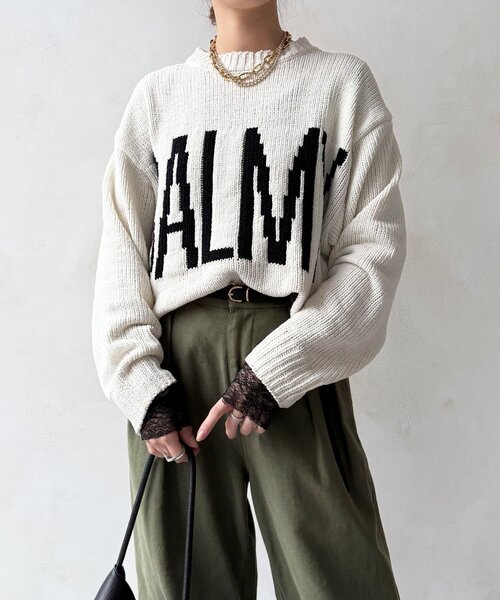 DouDou（ドゥドゥ）の「モールロゴニット（ニット/セーター・レディース・オフホワイト/ブラック/ベージュ・FREE）」の2枚目の写真