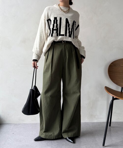 DouDou（ドゥドゥ）の「モールロゴニット（ニット/セーター・レディース・オフホワイト/ブラック/ベージュ・FREE）」の4枚目の写真