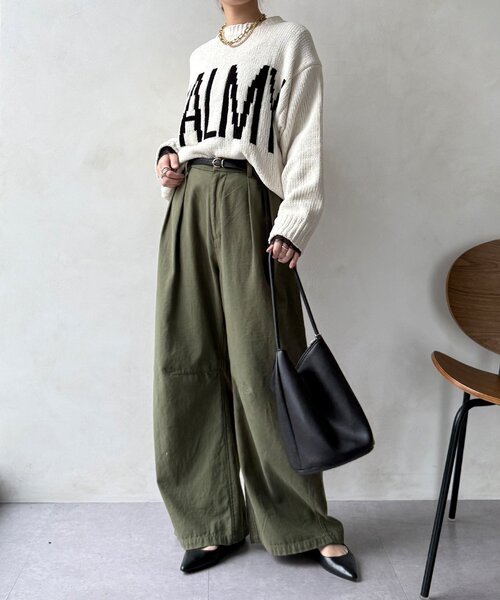 DouDou（ドゥドゥ）の「モールロゴニット（ニット/セーター・レディース・オフホワイト/ブラック/ベージュ・FREE）」の5枚目の写真