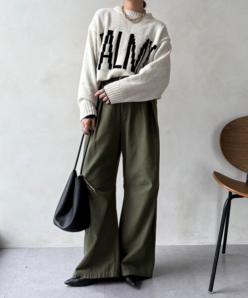 DouDou（ドゥドゥ）の「モールロゴニット（ニット/セーター・レディース・オフホワイト/ブラック/ベージュ・FREE）」の7枚目の写真