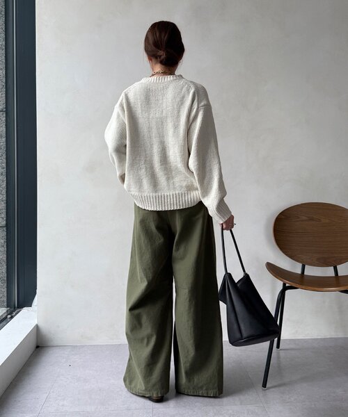 DouDou（ドゥドゥ）の「モールロゴニット（ニット/セーター・レディース・オフホワイト/ブラック/ベージュ・FREE）」の8枚目の写真