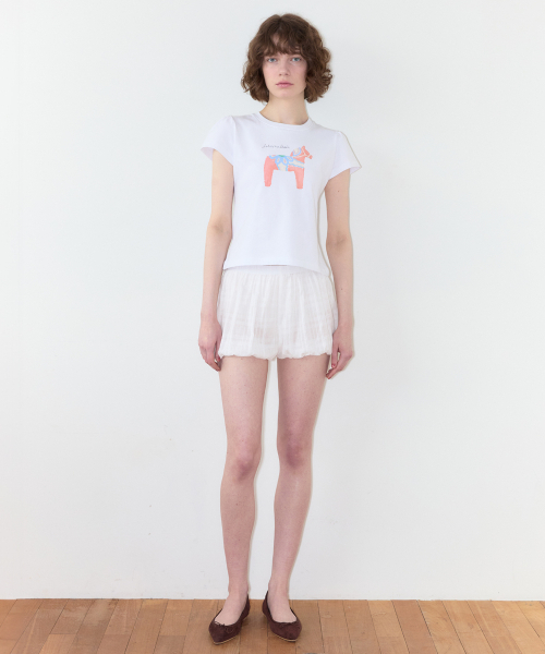 SINOON(シヌーン)の「Pony Toy Puff T-Shirt (White)(Tシャツ/カットソー・レディース・ホワイト・SMALL/MEDIUM)」の2枚目の写真