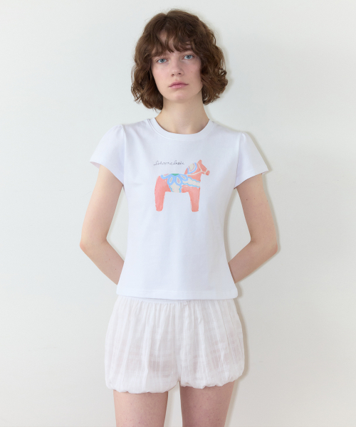 SINOON(シヌーン)の「Pony Toy Puff T-Shirt (White)(Tシャツ/カットソー・レディース・ホワイト・SMALL/MEDIUM)」の3枚目の写真