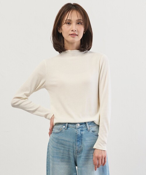 J.PRESS Ladies(J.プレス レディス)の「シルク混ベアテレコ ハイネック シアー カットソー(Tシャツ/カットソー・レディース・ホワイト系/ライトグレー系・SMALL)」の1枚目の写真