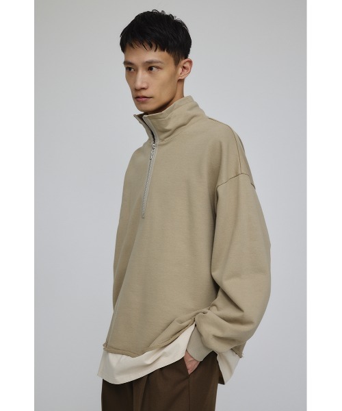 STYLEMIXER（スタイルミキサー）の「レイヤードハーフジップスウェット（スウェット・メンズ・グレー/ベージュ/ネイビー・MEDIUM/LARGE）」の2枚目の写真