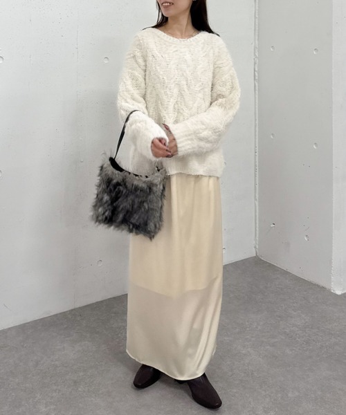 archives（アルシーヴ）の「サテンナロースカート（スカート・レディース・グレー/ブラック/アイボリー・MEDIUM）」の10枚目の写真