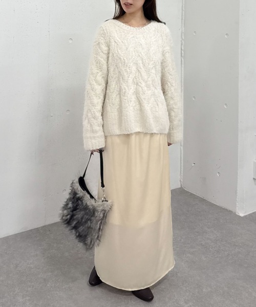 archives（アルシーヴ）の「サテンナロースカート（スカート・レディース・グレー/ブラック/アイボリー・MEDIUM）」の12枚目の写真