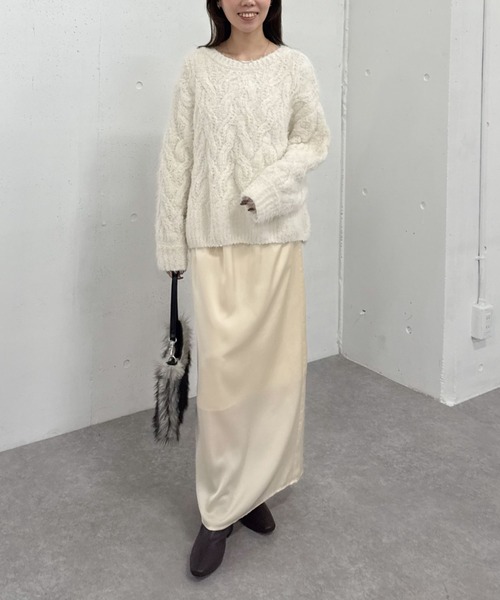 archives（アルシーヴ）の「サテンナロースカート（スカート・レディース・グレー/ブラック/アイボリー・MEDIUM）」の9枚目の写真