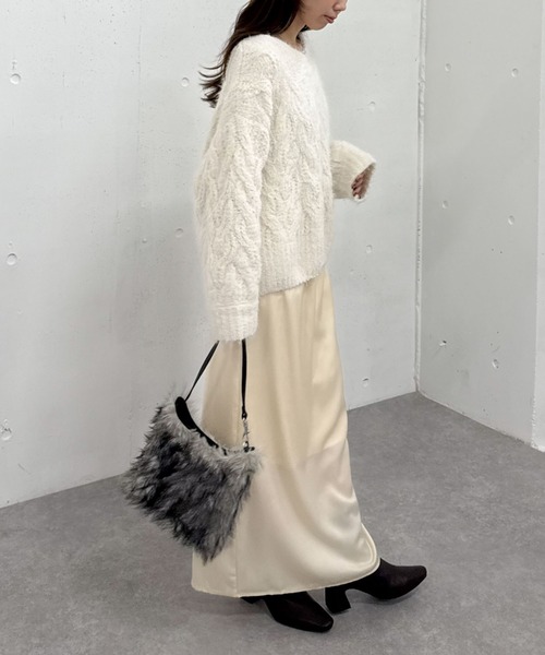 archives（アルシーヴ）の「サテンナロースカート（スカート・レディース・グレー/ブラック/アイボリー・MEDIUM）」の13枚目の写真