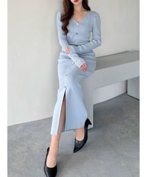 RESEXXY（リゼクシー）の「ゴールドボタンタイトニットワンピース（ワンピース）」