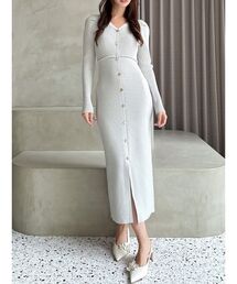 RESEXXY | ゴールドボタンタイトニットワンピース(ワンピース)