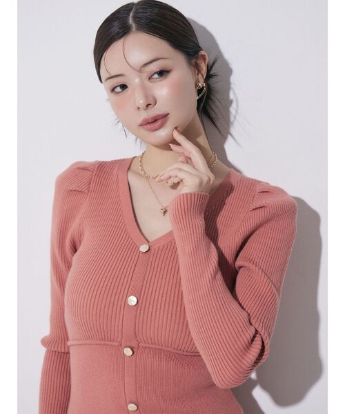 RESEXXY（リゼクシー）の「ゴールドボタンタイトニットワンピース（ワンピース・レディース・オレンジ/ミント/ブラック/ブルー・FREE）」の13枚目の写真