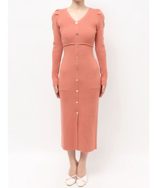 RESEXXY（リゼクシー）の「ゴールドボタンタイトニットワンピース（ワンピース・レディース・オレンジ/ミント/ブラック/ブルー・FREE）」の15枚目の写真