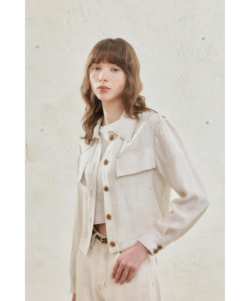 BRILLEMONTHS（ブリルモンス）の「レーヨンリネンジャケット [アイボリー]（その他アウター・レディース・その他・SMALL/MEDIUM）」の3枚目の写真