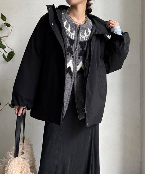 DouDou（ドゥドゥ）の「【WEB限定】フィルムタフタフーディーダウン（その他アウター・レディース・ベージュ/ブラック・FREE）」の8枚目の写真