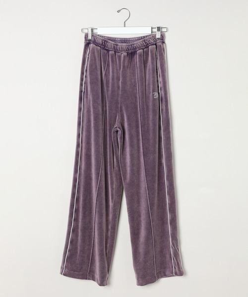 niko and...(ニコアンド)の「【WILLIAM B.ELIOTT】ベロアパンツ(スウェットパンツ・レディース・チャコール/パープル・MEDIUM/LARGE)」の1枚目の写真