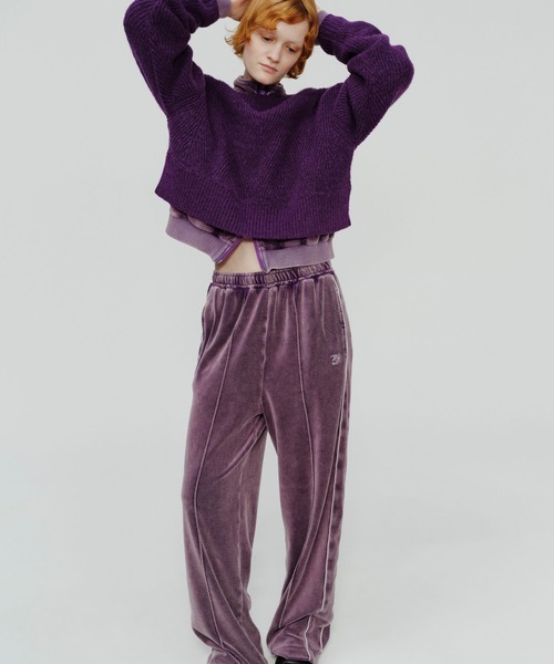 niko and...(ニコアンド)の「【WILLIAM B.ELIOTT】ベロアパンツ(スウェットパンツ・レディース・チャコール/パープル・MEDIUM/LARGE)」の7枚目の写真