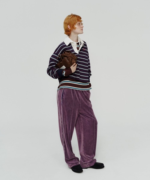 niko and...(ニコアンド)の「【WILLIAM B.ELIOTT】ベロアパンツ(スウェットパンツ・レディース・チャコール/パープル・MEDIUM/LARGE)」の9枚目の写真