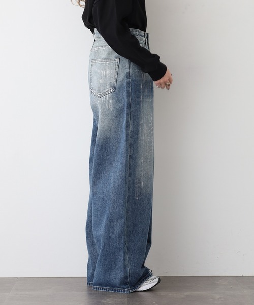 EGLANTINE(エグランティーヌ)の「EGLANTINE 箔プリントデニムパンツ(デニムパンツ・レディース・インディゴブルー・38)」の8枚目の写真