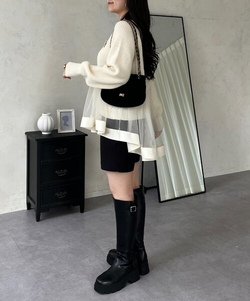 prose verse(プロズヴェール)の「ウェーブラインチュールレイヤードニット(ニット/セーター・レディース・グレー/ブラック/アイボリー・MEDIUM/LARGE)」の18枚目の写真