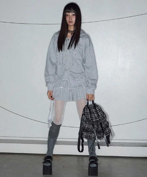 NOT KNOWING（ノットノーイング）の「【NOT KNOWING】Gothic Cross Hood Zip Up / 【ノットノーイング】ゴシッククロスフードパーカー＜着用動画あり＞（パーカー・メンズ・杢グレー/ブラック・ONE SIZE）」の18枚目の写真