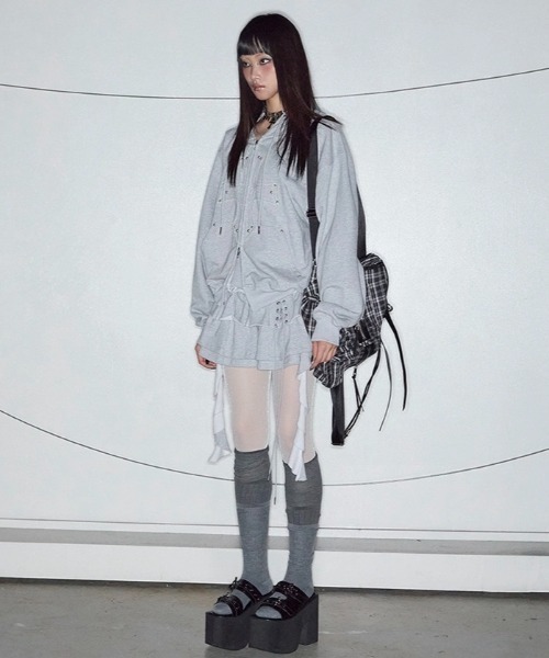 NOT KNOWING（ノットノーイング）の「【NOT KNOWING】Gothic Cross Hood Zip Up / 【ノットノーイング】ゴシッククロスフードパーカー＜着用動画あり＞（パーカー・メンズ・杢グレー/ブラック・ONE SIZE）」の20枚目の写真