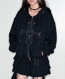 NOT KNOWING（ノットノーイング）の「【NOT KNOWING】Gothic Cross Hood Zip Up / 【ノットノーイング】ゴシッククロスフードパーカー＜着用動画あり＞（パーカー）」