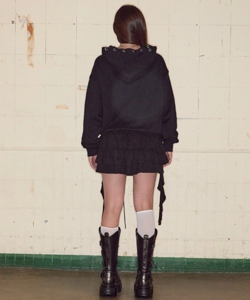 NOT KNOWING（ノットノーイング）の「【NOT KNOWING】Gothic Cross Hood Zip Up / 【ノットノーイング】ゴシッククロスフードパーカー＜着用動画あり＞（パーカー・メンズ・杢グレー/ブラック・ONE SIZE）」の11枚目の写真