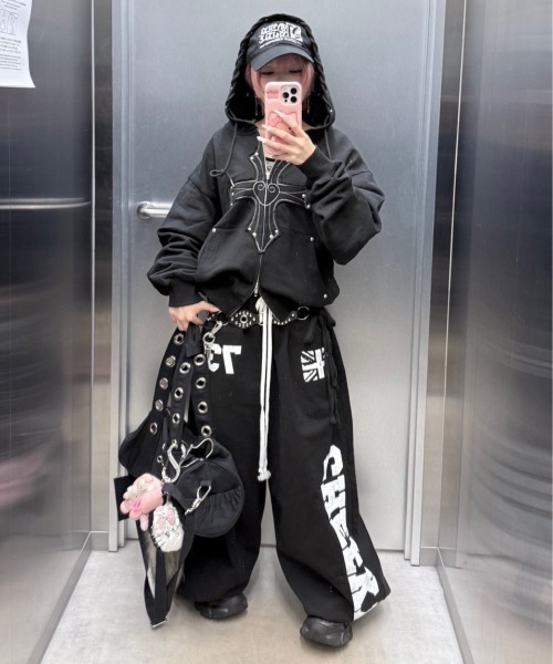【最終価格】GROTESQUE PUNKISH HIGH NECK フード付き セール】【NOT KNOWING】Gothic Cross Hood Zip Up / 【ノットノー