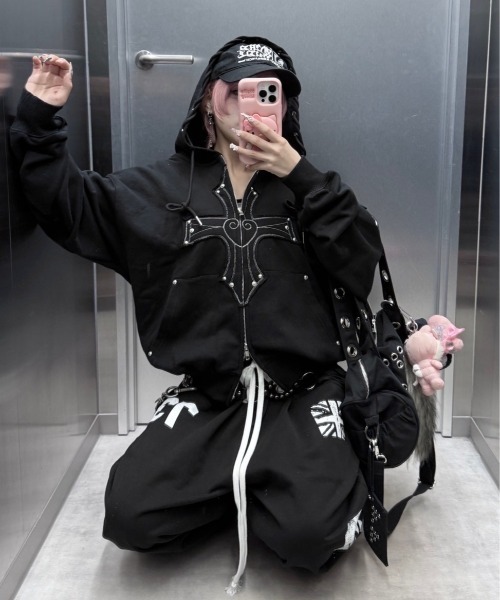セール】【NOT KNOWING】Gothic Cross Hood Zip Up / 【ノットノー