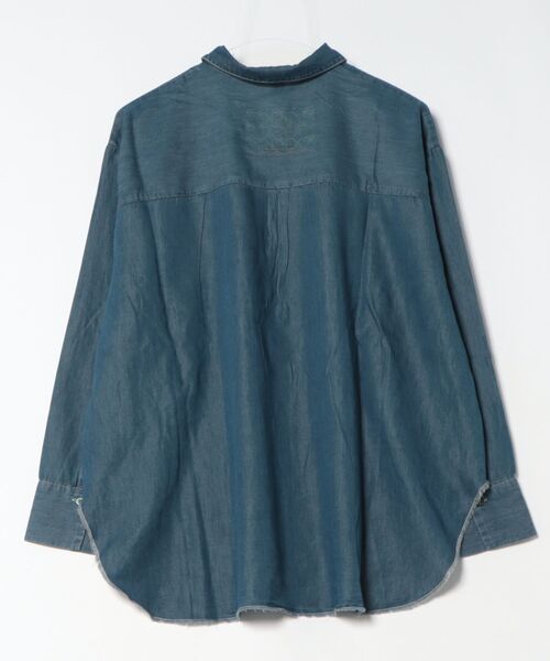 Q(キュー)の「デニムスキッパーシャツ(シャツ/ブラウス・レディース・アイボリー/ブルー・MEDIUM)」の3枚目の写真