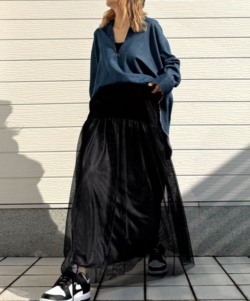 Q(キュー)の「デニムスキッパーシャツ(シャツ/ブラウス・レディース・アイボリー/ブルー・MEDIUM)」の14枚目の写真